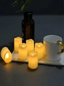 6 Piezas de Velas Votivas sin Llama, Velas Eléctricas Falsas sin Llama, Decoraciones de Mesa, Festival, Navidad, Regalo de San Valentín - Blanco - Ver 7