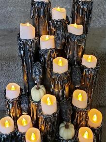 6 Piezas de Velas Votivas sin Llama, Velas Eléctricas Falsas sin Llama, Decoraciones de Mesa, Festival, Navidad, Regalo de San Valentín - Blanco - Ver 6