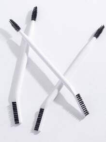 3入組/套雙頭刷帶白色和黑色S適用於睫毛膏,眉毛,和彩妝塗抹 - 白色 - 查看 4