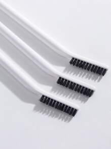 3入組/套雙頭刷帶白色和黑色S適用於睫毛膏,眉毛,和彩妝塗抹 - 白色 - 查看 3