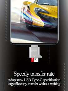 Lenovo 聯想微SD卡讀卡器,USBC至SD卡讀卡器,Type CTf存儲卡讀者帶USBC至USB適配器,USBOTG讀卡器適用於手提電腦,MacBook,星系手機和 - 銀色 - 查看 4