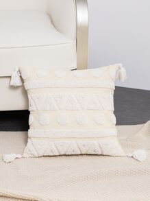 1pc Tufted Cushion Cover Không có chất làm đầy - Màu be - Xem 3