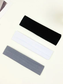 3pcs Ladies' Solid Color Elastic Sports & Yoga Headband Casual - Multicolor - View 1