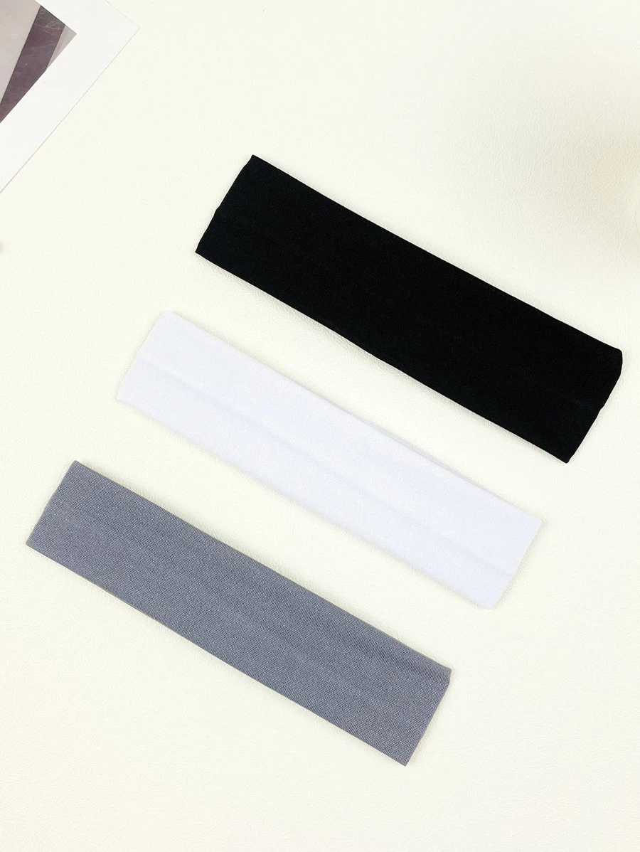 3pcs Ladies' Solid Color Elastic Sports & Yoga Headband Casual - Multicolor - View 1
