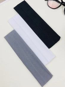 3pcs Ladies' Solid Color Elastic Sports & Yoga Headband Casual - Multicolor - View 3