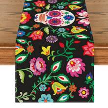 Table Runner, Mexican Style Burlap Tablecloth, Kitchen Dining Room Decor Placemat, Indoor Outdoor Home Party Decoration, 13 X 72 Inches - Multicolor - View 1