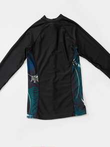 女士运动泳装分体沙滩装冲浪服，5 件套，包括长袖上衣、裤子、背心、短裤和胸罩夏季 - 黑色 - 查看 8