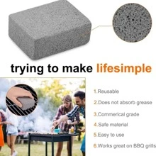 1入組家用戶外烤架清潔磚工具刷,高溫耐用的泡沫玻璃軟石烤盤清潔石磚,燒烤清潔石廚房工具配件 - 灰色 - 查看 7