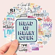 52pcs Inspirational English Graffiti Stickers For Decorating Phones, Laptops, Luggages And Notebooks - Apricot - View 2