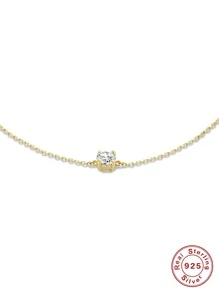 EleRunis 1 Piece Ins 手链 S925 纯银锆石链条 18K 镀金简约多层多功能女士手链意大利女士手链 - 金色 - 查看 4