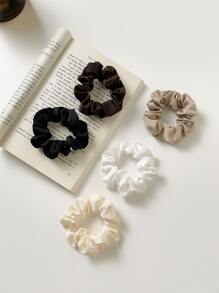 10个装女士时尚优雅复古纯色弹力发圈套装，休闲发绳，马尾辫发圈，发饰，弹性发带，美发家居饰品 - 彩色 - 查看 5