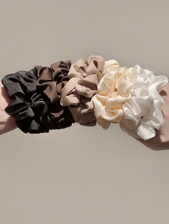 10pcs Women's Fashionable Elegant Vintage Solid Color Elastic Hair Scrunchies Set Casual Hair Ties Scrunchy Hair Ties Ponytail
