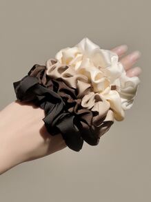 10个装女士时尚优雅复古纯色弹力发圈套装，休闲发绳，马尾辫发圈，发饰，弹性发带，美发家居饰品 - 彩色 - 查看 3