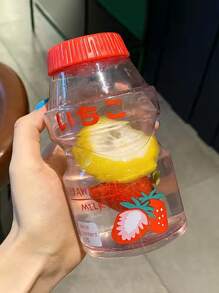 1 Miếng 480ml Mẫu Dâu tây PC Bình nước , Dễ thương Có thể mang đi Chai Đối với Uống rượu - Đỏ - Xem 1