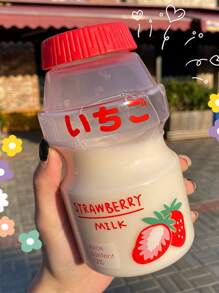 1 Miếng 480ml Mẫu Dâu tây PC Bình nước , Dễ thương Có thể mang đi Chai Đối với Uống rượu - Đỏ - Xem 4