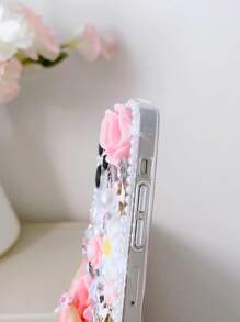花卉裝飾手機殼相容於 iPhone15/15Plus/15Pro/15Promax - 粉色 - 查看 6