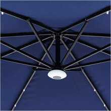 Umbrella Beige w/LEDs 8 Steel Ribs 10' Patio Lawn Outdoor - Blue - View 2
