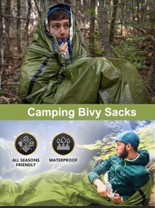 emergencia Saco de dormir térmico - usar como emergencia , supervivencia Saco de dormir , mylar emergencia Manta para camping , senderismo , exterior , actividades naranja - Verde Oliva - Ver 1