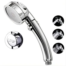 High Pressure Handheld Shower Head with On Off Switch, Detachable Shower Head, 3 Spray Modes Shower Massager Handheld with Hose and Adjustable Angle Bracket (Chrome) - 鉻合金 - 查看 8