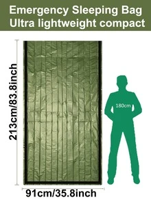 emergencia Saco de dormir térmico - usar como emergencia , supervivencia Saco de dormir , mylar emergencia Manta para camping , senderismo , exterior , actividades naranja - Verde Oliva - Ver 4