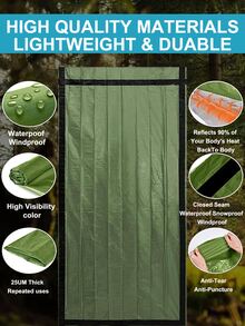 emergencia Saco de dormir térmico - usar como emergencia , supervivencia Saco de dormir , mylar emergencia Manta para camping , senderismo , exterior , actividades naranja - Verde Oliva - Ver 3