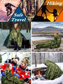 emergencia Saco de dormir térmico - usar como emergencia , supervivencia Saco de dormir , mylar emergencia Manta para camping , senderismo , exterior , actividades naranja - Verde Oliva - Ver 5