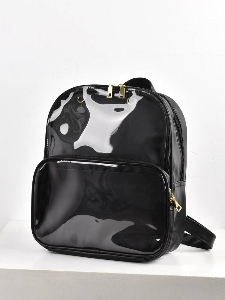 Ita Bag Backpack Double Window Candy PU Leather Backpack  display picture 1