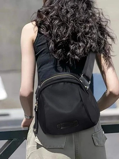 Solid Color Simple Style Waist Bag With Wide Strap