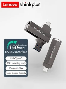 Lenovo USB 3.1 Flashlaufwerk, USB Memory Stick Thumb Drive mit Hochgeschwindigkeit, externer USB Speicherstick kompatibel - Grau - Übersicht 1