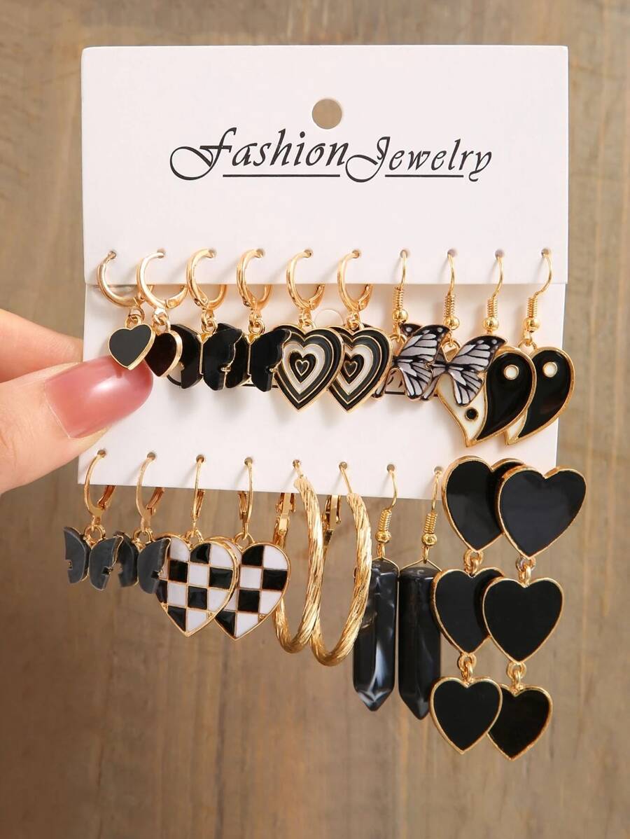 兒童耳環 - 黑色 - 查看 1