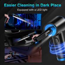 Limpiador de aire comprimido potente para una limpieza profunda, limpiador de teclado, limpieza de PC, soplador de aire inalámbrico recargable de 3 velocidades, limpiador de automóvil, azul - Azul - Ver 5