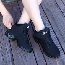 Alphabet Pattern Front-tie Dance Shoes - Black - View 4