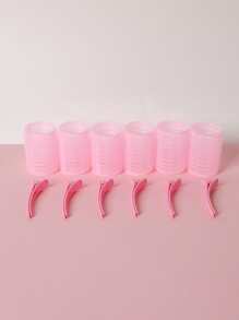 中等自粘式捲髮夾套裝,6入組無加熱捲髮器帶6入組髮夾,DIY頭髮造型工具 - 粉色 - 查看 3