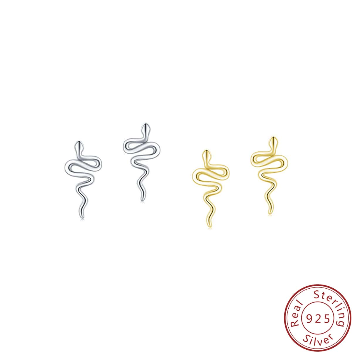 S925純銀女性蛇形耳釘,時尚和精美首飾類合適的適用於日常穿著作為A禮品為妻子,女朋友和女兒
