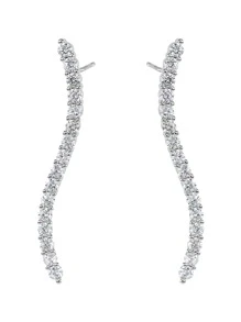 Bông tai dài cong hình khối Zirconia bằng bạc 925, thiết kế mới với phong cách độc đáo cho kỳ nghỉ lễ năm 2023 - Bạc - Xem 7