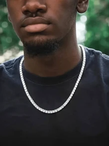 1pc Men's Rhinestone Alloy Necklace Pendant With Full Set Diamonds