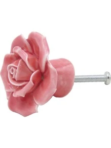 1 gói Gốm Hoa Vintage Hoa Hồng Tủ Quần Áo Tủ Bếp Deawer Núm Tay Cầm Trang Trí Kéo Ốc Vít (Hồng Đỏ trắng Tím Vàng) - Màu Hoa hồng đỏ - Xem 1