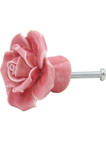 1pc Pack Ceramic Vintage Floral Rose Dresser Closet Kitchen Cupboard Deawer Knobs Handle Decor Pulls Screws (Pink  Red White Purple Yellow )