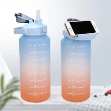 3pcs Motivational Water Bottle With Straw, 64oz(1800ml), 25oz(710ml), 10oz(300ml), Time Markings, Big Capacity, Leak Proof Half Gallon(1.8l)/2l Water Jug, Ideal For Sports, Gym, Travel, Bpa-free - Gradient Color - View 3