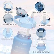 3pcs Motivational Water Bottle With Straw, 64oz(1800ml), 25oz(710ml), 10oz(300ml), Time Markings, Big Capacity, Leak Proof Half Gallon(1.8l)/2l Water Jug, Ideal For Sports, Gym, Travel, Bpa-free - Gradient Color - View 5