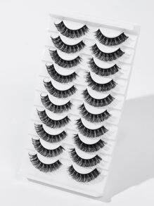 Happy Butterfly 10對濃密、捲曲、輕盈日常使用假睫毛 - 黑色 - 查看 2