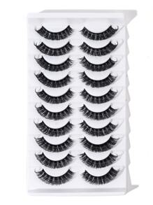 Happy Butterfly 10對濃密、捲曲、輕盈日常使用假睫毛 - 黑色 - 查看 3