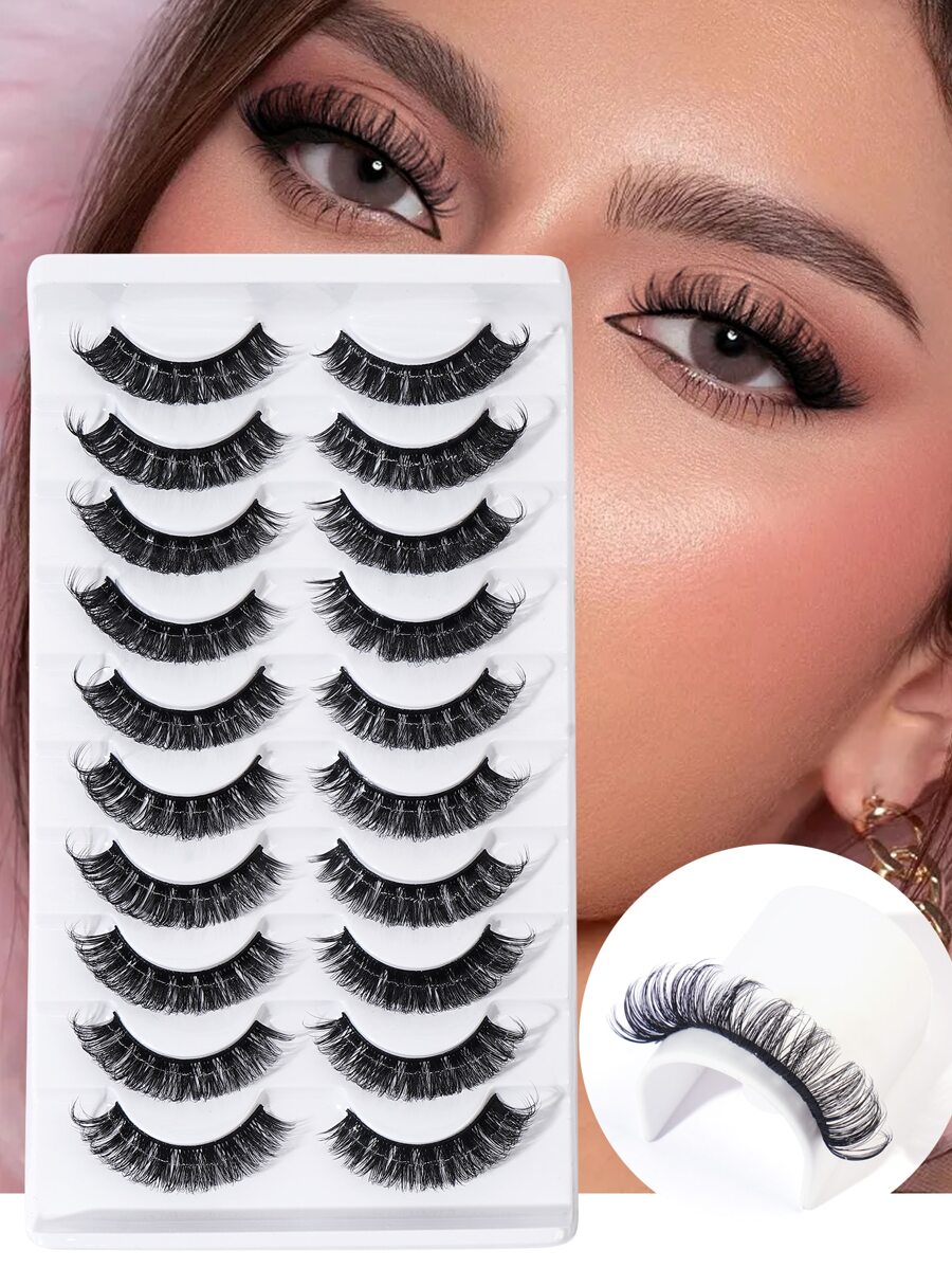 Happy Butterfly 10對濃密、捲曲、輕盈日常使用假睫毛 - 黑色 - 查看 1