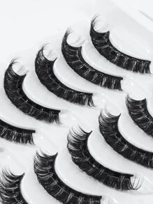 Happy Butterfly 10對濃密、捲曲、輕盈日常使用假睫毛 - 黑色 - 查看 5