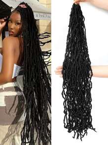 1-6Packs Soft Locs Crochet Hair, Pre Looped Faux Locs Crochet Braids, Goddess Locs Dreadlocs Synthetic Hair For (Natural Black) - Black - View 4