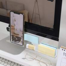 1 Pc Transparent Acrylic Self-Adhesive Memo Board, Minimalist Multi-Purpose Office Desk Side Storage Rack,School Supplies,Back To School