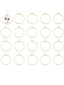 100pcs Beaded Loop Earring Set With Cup Charms, Rings And Earring Hooks For Jewelry Making - Gold - View 1