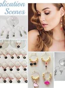 100pcs Beaded Loop Earring Set With Cup Charms, Rings And Earring Hooks For Jewelry Making - Gold - View 6