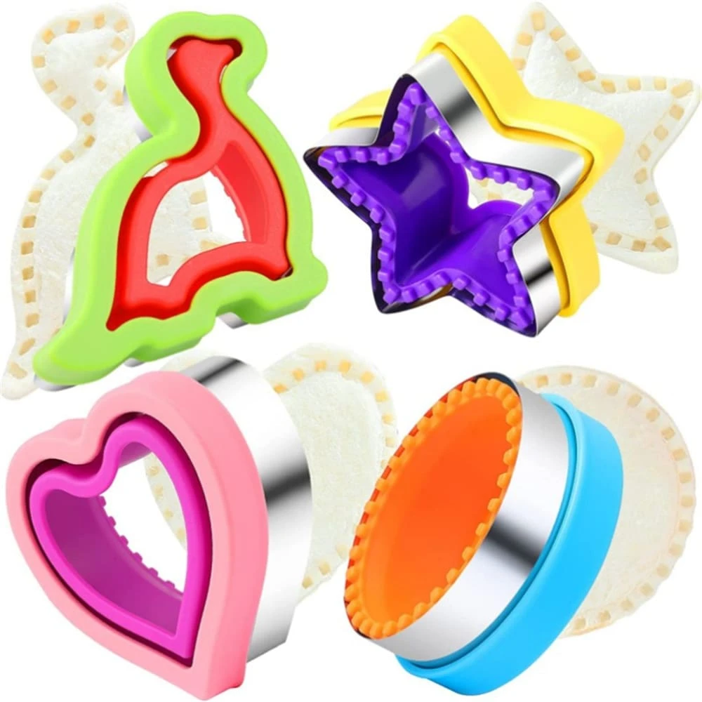 4 Pcs Sandwich Cutter and Sealer Set Decruster Sandwich Maker Lunchbox Bento Box DIY Cookie Cutters Uncrustables Pancake Maker(Multiple colors) - Multiple Colors - View 1