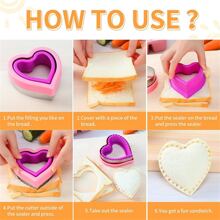 4 Pcs Sandwich Cutter and Sealer Set Decruster Sandwich Maker Lunchbox Bento Box DIY Cookie Cutters Uncrustables Pancake Maker(Multiple colors) - Multiple Colors - View 6